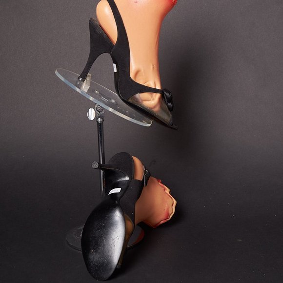 1950s Peep Toe Clear Slingback Heels Shoes - Picture 1 of 7